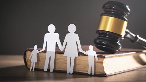 family cut out with judge's gavel
